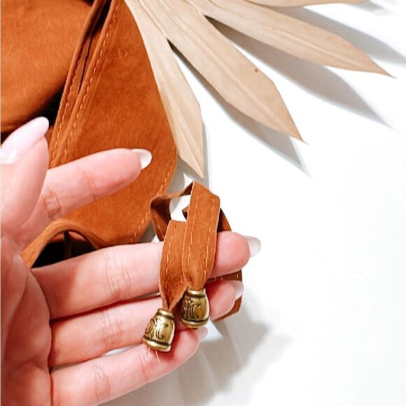 Anthropologie Tan Suede Belt with Gold Tips - Picture 4 of 4